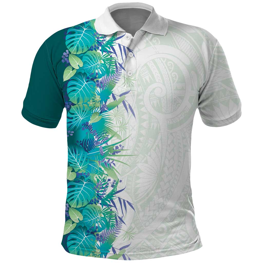 Hawaii Tropical Plant Teal Polo Shirt Vibrant Polynesian Pattern LT01 Teal - Polynesian Pride