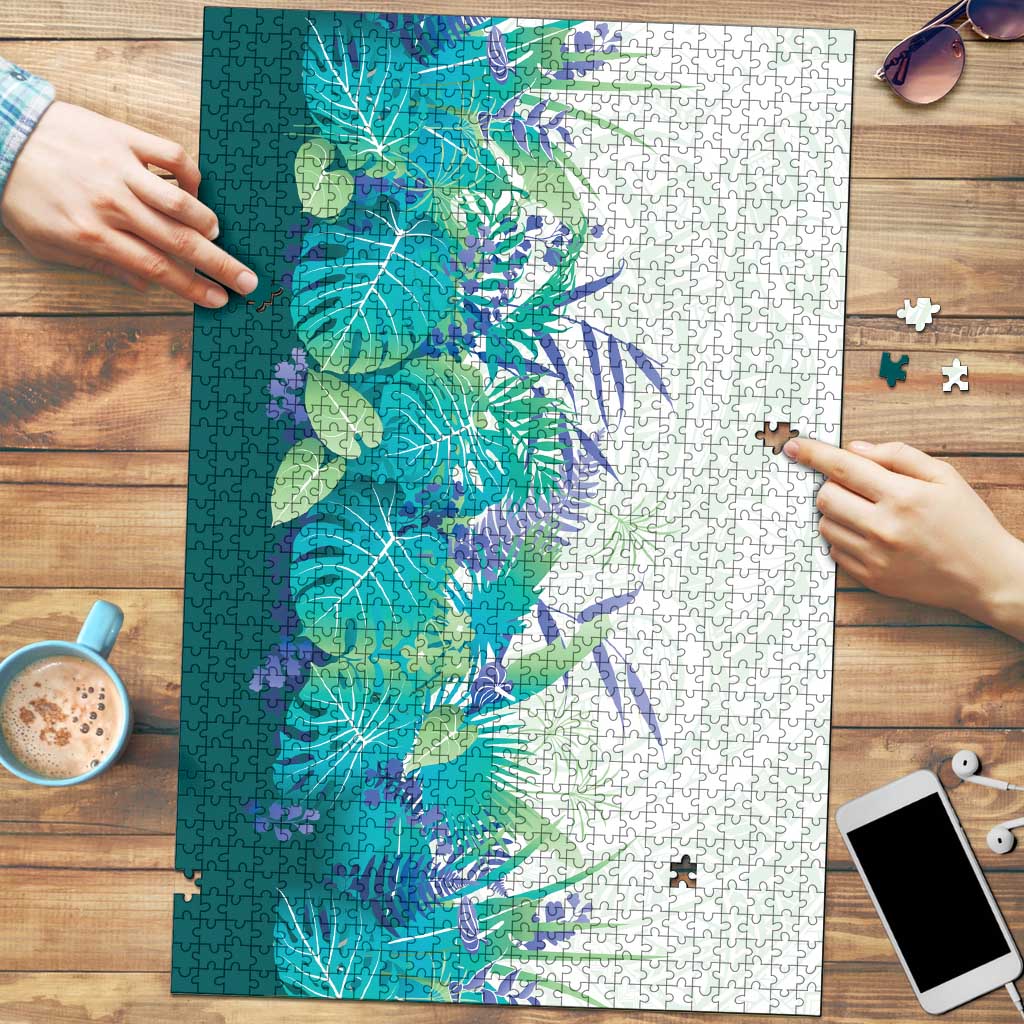 Hawaii Tropical Plant Teal Puzzle Vibrant Polynesian Pattern LT01 Teal - Polynesian Pride