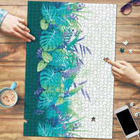 Hawaii Tropical Plant Teal Puzzle Vibrant Polynesian Pattern LT01 Teal - Polynesian Pride