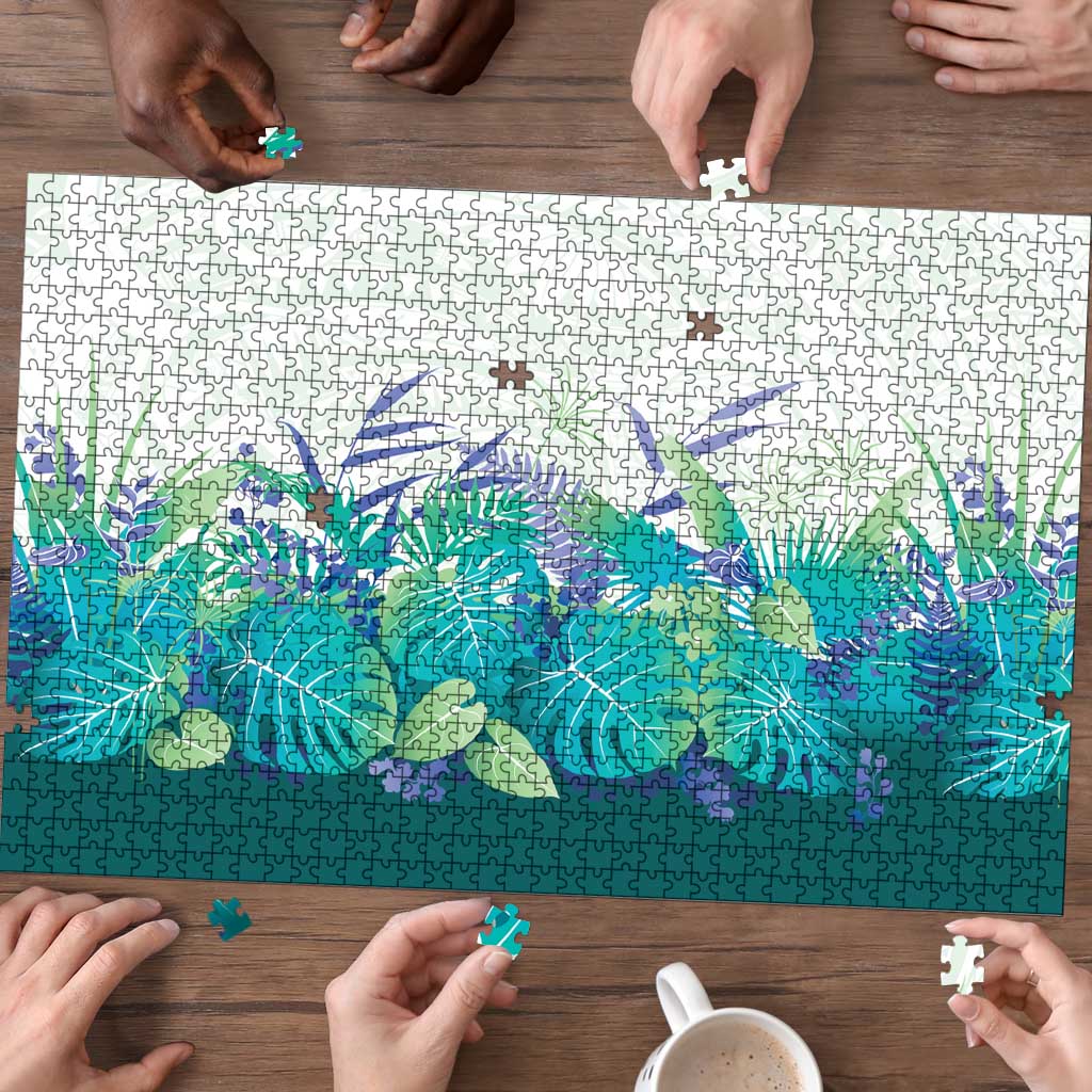 Hawaii Tropical Plant Teal Puzzle Vibrant Polynesian Pattern LT01 - Polynesian Pride