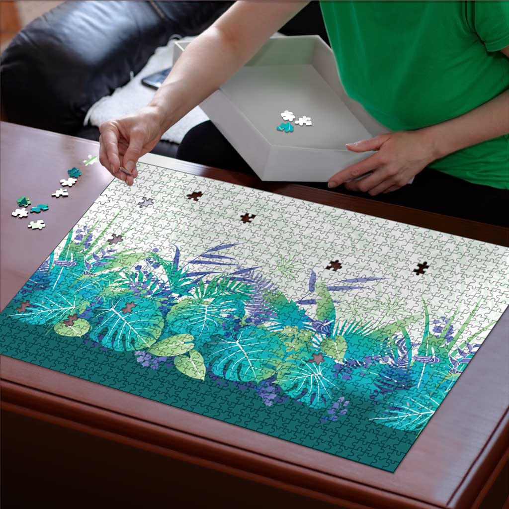 Hawaii Tropical Plant Teal Puzzle Vibrant Polynesian Pattern LT01 - Polynesian Pride