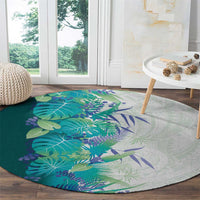 Hawaii Tropical Plant Teal Round Carpet Vibrant Polynesian Pattern LT01 - Polynesian Pride