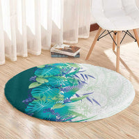 Hawaii Tropical Plant Teal Round Carpet Vibrant Polynesian Pattern LT01 - Polynesian Pride