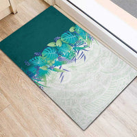 Hawaii Tropical Plant Teal Rubber Doormat Vibrant Polynesian Pattern LT01 - Polynesian Pride