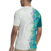 Hawaii Tropical Plant Teal Rugby Jersey Vibrant Polynesian Pattern LT01 - Polynesian Pride