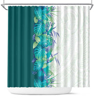 Hawaii Tropical Plant Teal Shower Curtain Vibrant Polynesian Pattern LT01 Teal - Polynesian Pride