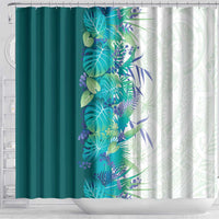 Hawaii Tropical Plant Teal Shower Curtain Vibrant Polynesian Pattern LT01 - Polynesian Pride