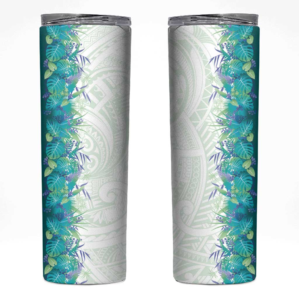 Hawaii Tropical Plant Teal Skinny Tumbler Vibrant Polynesian Pattern LT01 Teal - Polynesian Pride
