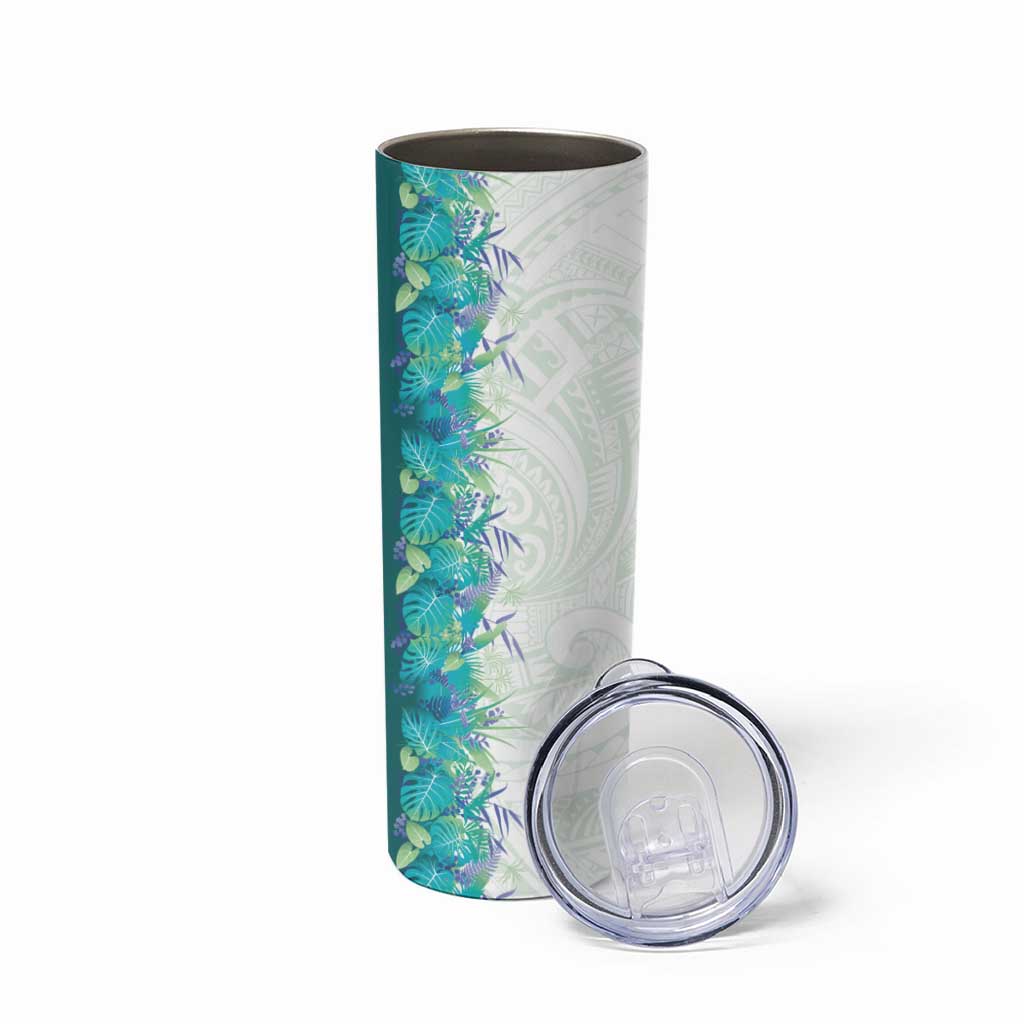 Hawaii Tropical Plant Teal Skinny Tumbler Vibrant Polynesian Pattern LT01 - Polynesian Pride