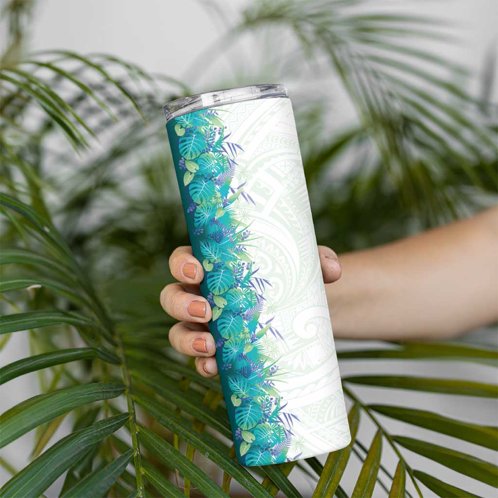 Hawaii Tropical Plant Teal Skinny Tumbler Vibrant Polynesian Pattern LT01 - Polynesian Pride