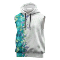 Hawaii Tropical Plant Teal Sleeveless Hoodie Vibrant Polynesian Pattern LT01 Teal - Polynesian Pride