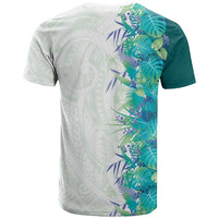 Hawaii Tropical Plant Teal T Shirt Vibrant Polynesian Pattern