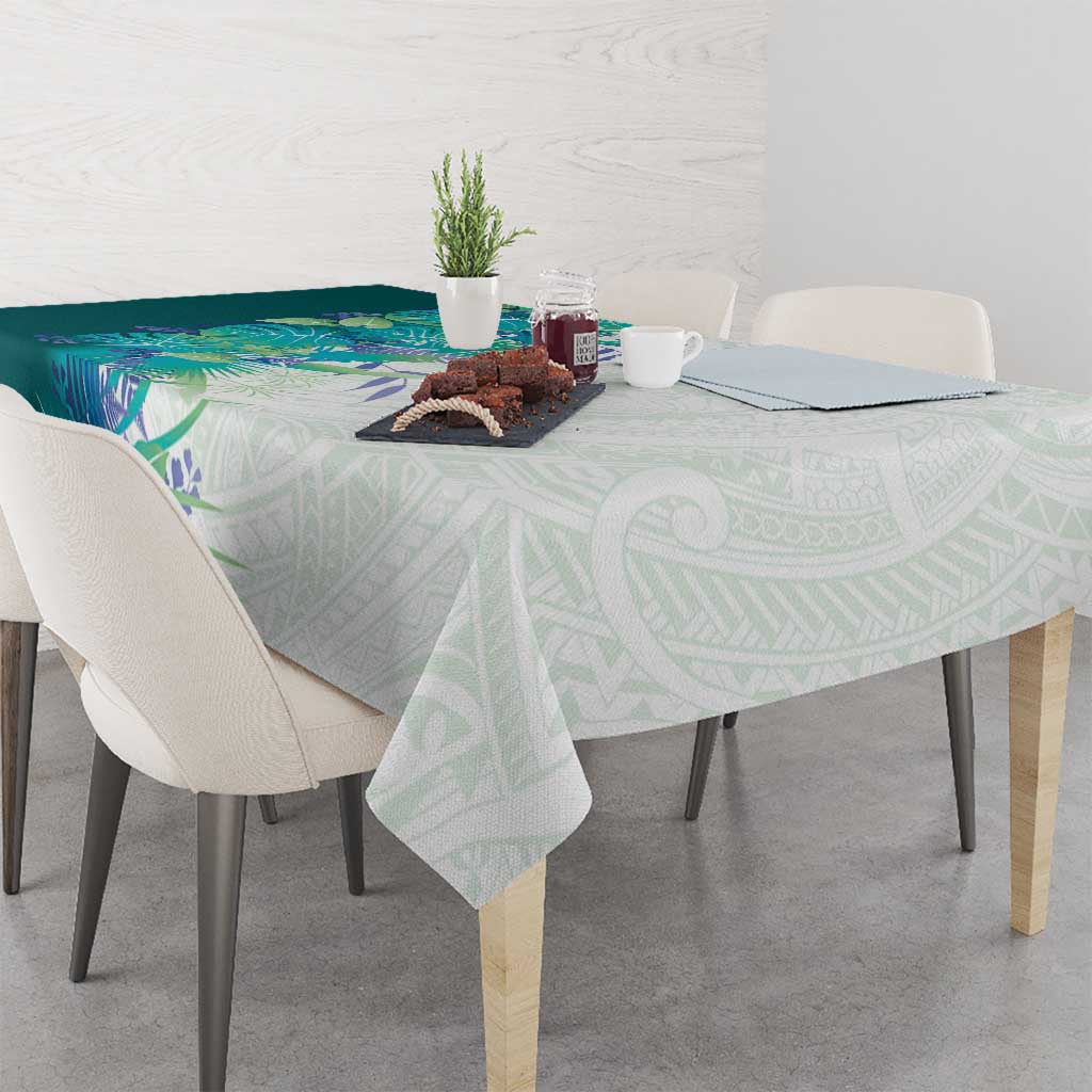 Hawaii Tropical Plant Teal Tablecloth Vibrant Polynesian Pattern LT01 - Polynesian Pride