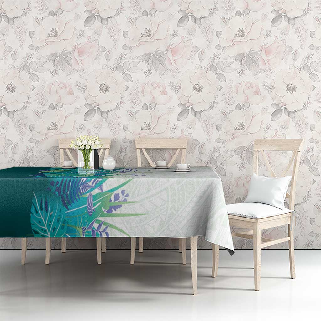 Hawaii Tropical Plant Teal Tablecloth Vibrant Polynesian Pattern LT01 - Polynesian Pride
