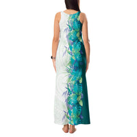 Hawaii Tropical Plant Teal Tank Maxi Dress Vibrant Polynesian Pattern LT01 - Polynesian Pride
