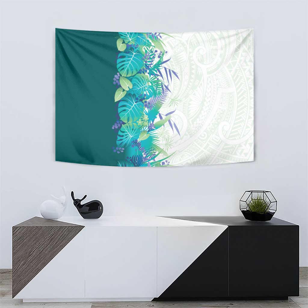 Hawaii Tropical Plant Teal Tapestry Vibrant Polynesian Pattern LT01 - Polynesian Pride