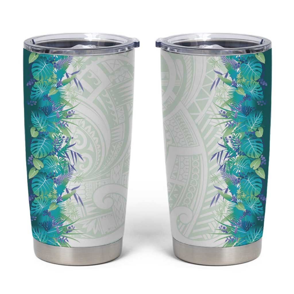 Hawaii Tropical Plant Teal Tumbler Cup Vibrant Polynesian Pattern LT01 Teal - Polynesian Pride