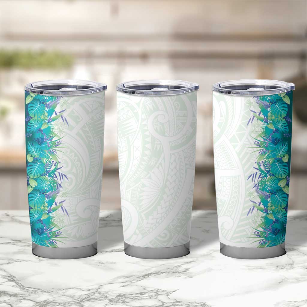 Hawaii Tropical Plant Teal Tumbler Cup Vibrant Polynesian Pattern LT01 - Polynesian Pride