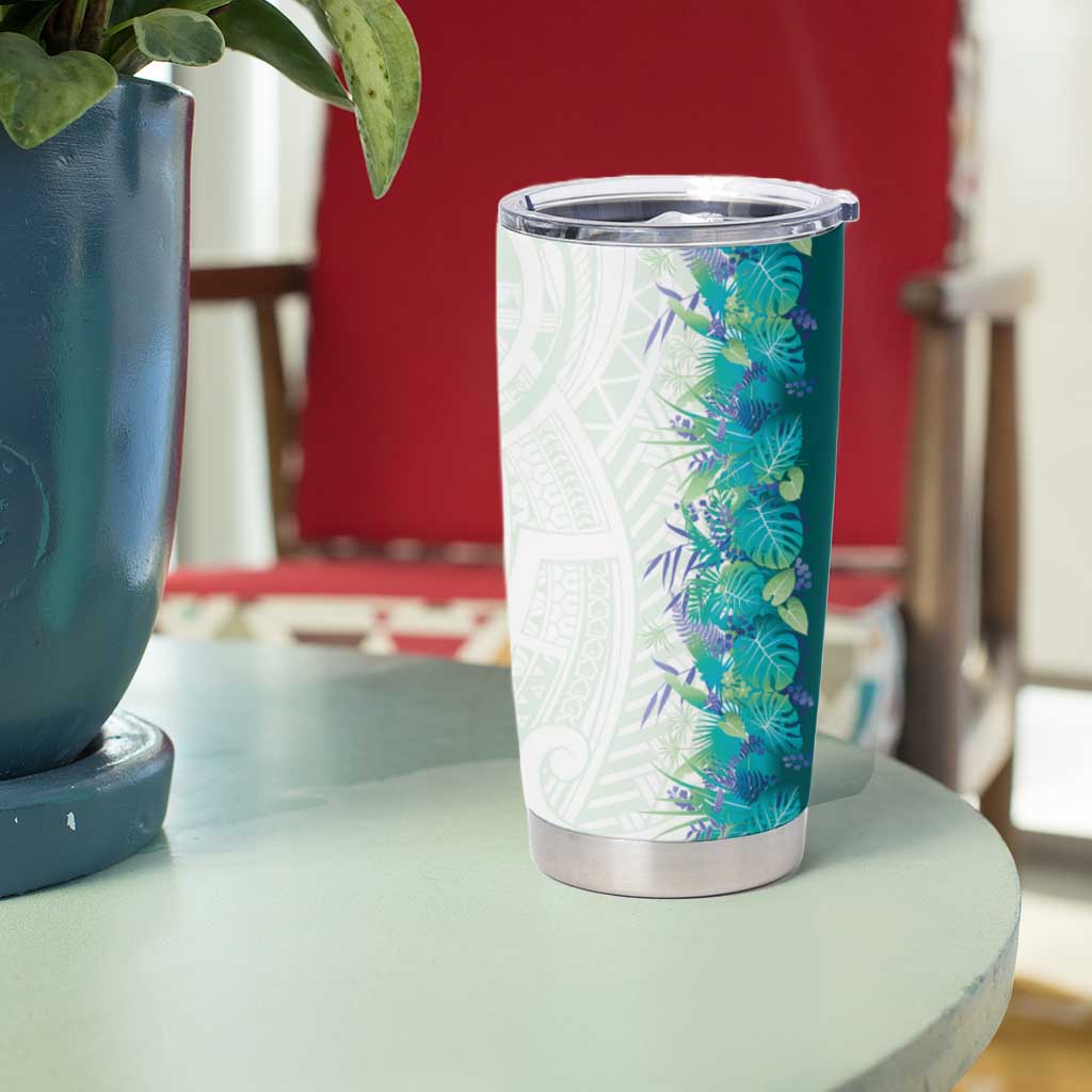 Hawaii Tropical Plant Teal Tumbler Cup Vibrant Polynesian Pattern LT01 - Polynesian Pride