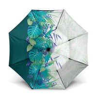 Hawaii Tropical Plant Teal Umbrella Vibrant Polynesian Pattern LT01 One Size Folded 11.42 inch Opened Diameter 37.4 inch Teal - Polynesian Pride