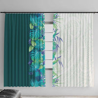 Hawaii Tropical Plant Teal Window Curtain Vibrant Polynesian Pattern LT01 With Hooks Teal - Polynesian Pride