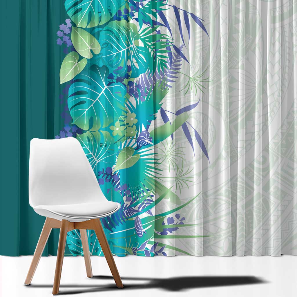 Hawaii Tropical Plant Teal Window Curtain Vibrant Polynesian Pattern LT01 - Polynesian Pride