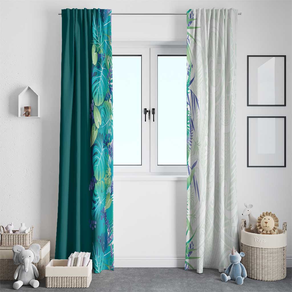 Hawaii Tropical Plant Teal Window Curtain Vibrant Polynesian Pattern LT01 - Polynesian Pride