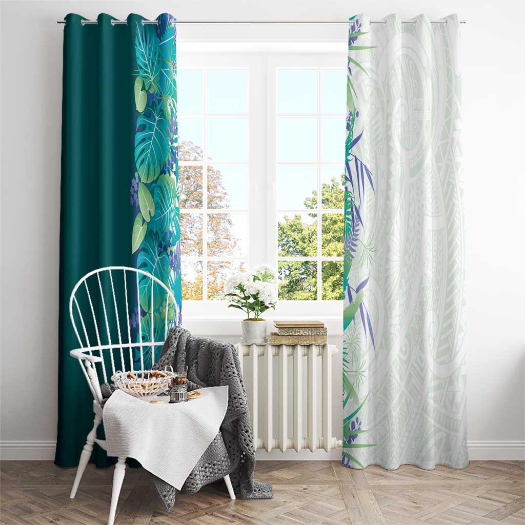 Hawaii Tropical Plant Teal Window Curtain Vibrant Polynesian Pattern LT01 - Polynesian Pride