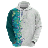 Hawaii Tropical Plant Teal Zip Hoodie Vibrant Polynesian Pattern LT01 - Polynesian Pride