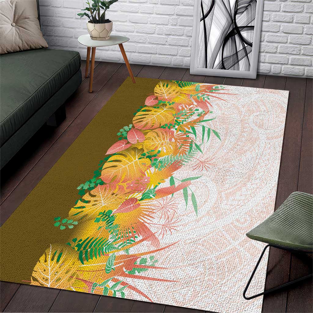 Hawaii Tropical Plant Lenalena Area Rug Vibrant Polynesian Pattern LT01 Yellow - Polynesian Pride