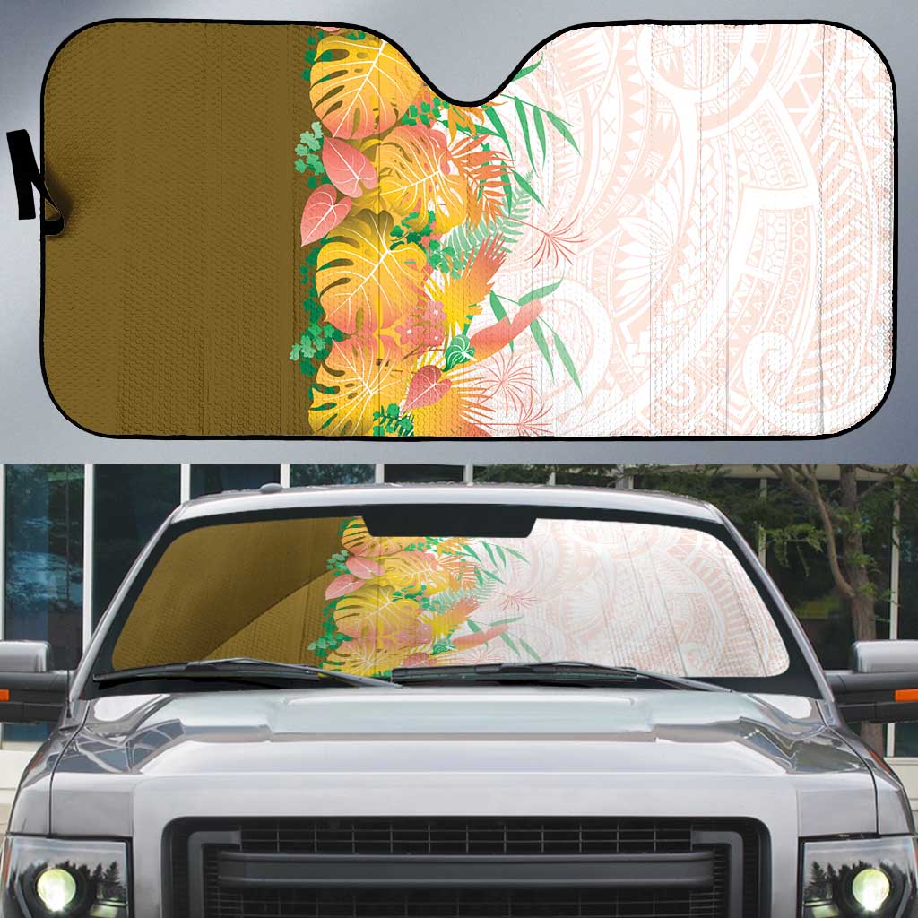 Hawaii Tropical Plant Lenalena Auto Sun Shade Vibrant Polynesian Pattern LT01 Yellow - Polynesian Pride