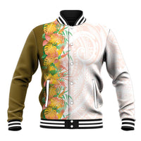 Hawaii Tropical Plant Lenalena Baseball Jacket Vibrant Polynesian Pattern LT01 Unisex Yellow - Polynesian Pride