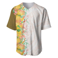 Hawaii Tropical Plant Lenalena Baseball Jersey Vibrant Polynesian Pattern LT01 Yellow - Polynesian Pride