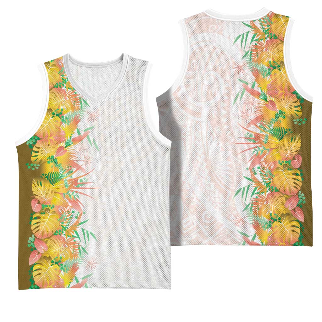 Hawaii Tropical Plant Lenalena Basketball Jersey Vibrant Polynesian Pattern