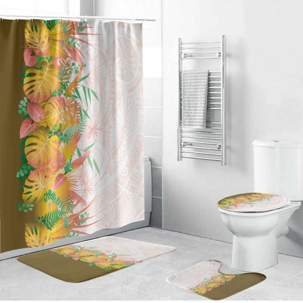 Hawaii Tropical Plant Lenalena Bathroom Set Vibrant Polynesian Pattern LT01 Bathroom Set (4 pcs) Yellow - Polynesian Pride