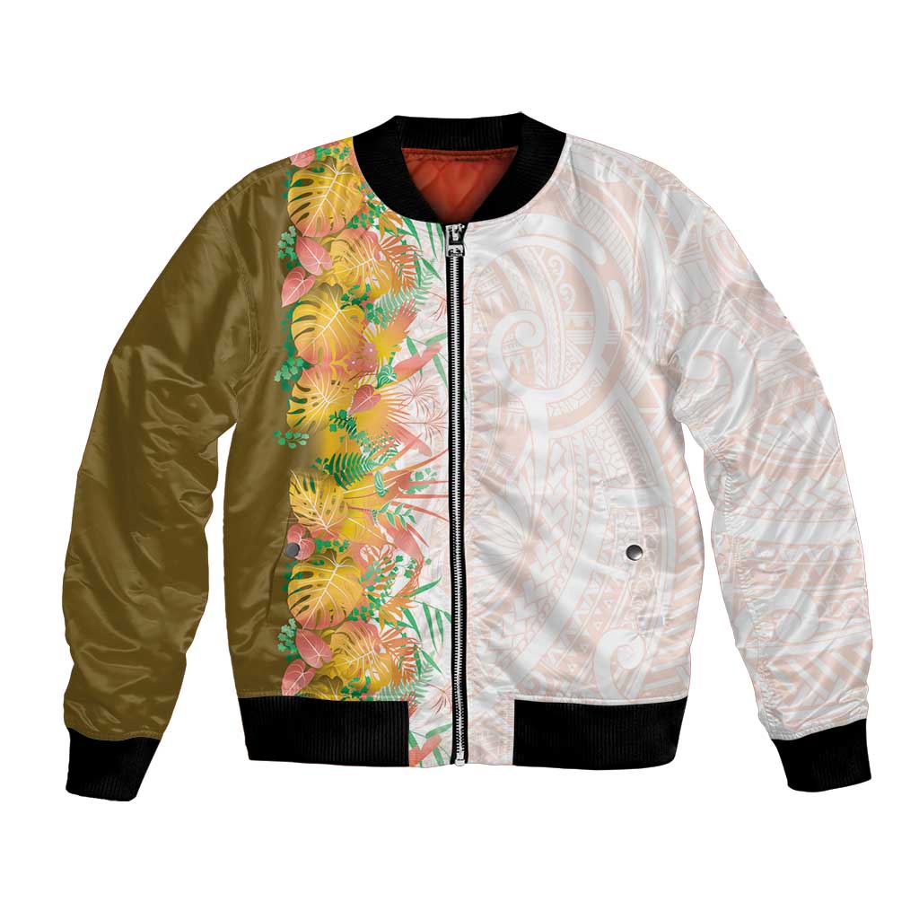Hawaii Tropical Plant Lenalena Bomber Jacket Vibrant Polynesian Pattern LT01 Unisex Yellow - Polynesian Pride