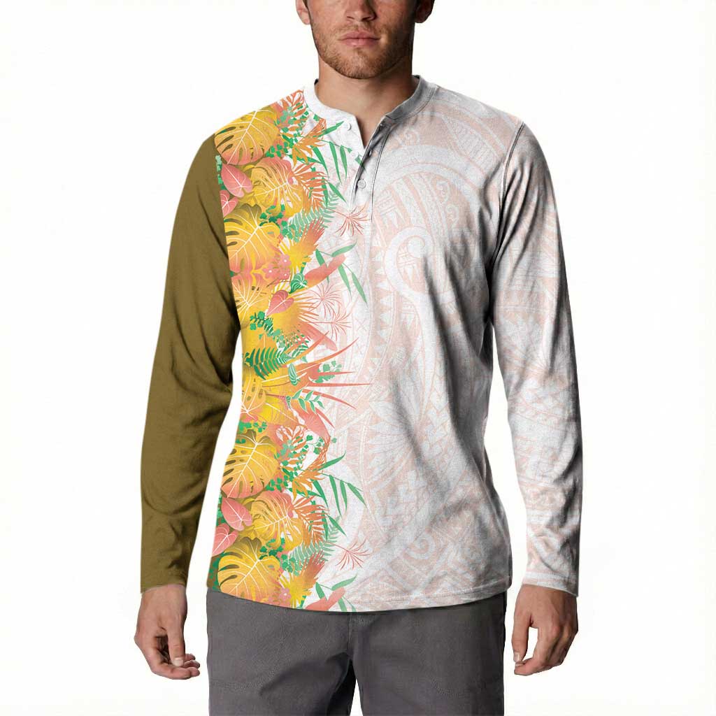 Hawaii Tropical Plant Lenalena Button Sweatshirt Vibrant Polynesian Pattern LT01 - Polynesian Pride