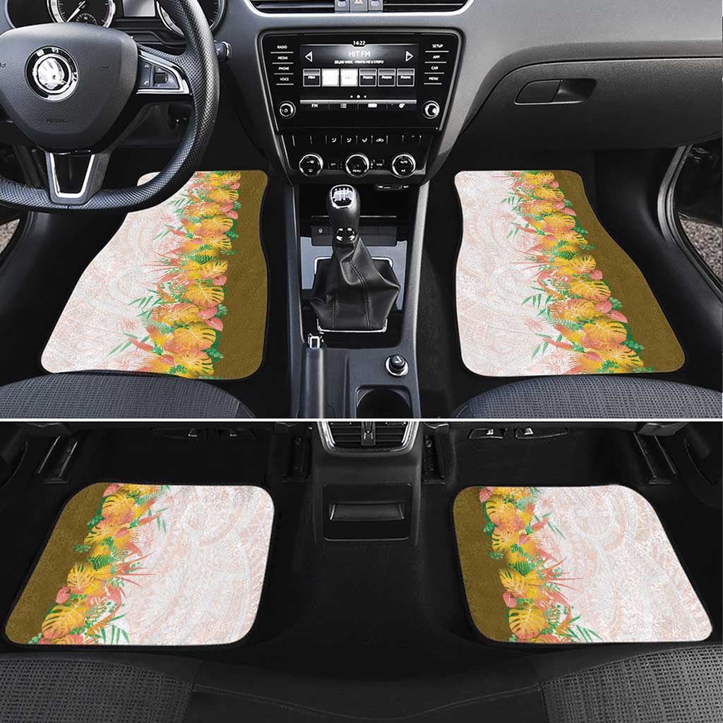 Hawaii Tropical Plant Lenalena Car Mats Vibrant Polynesian Pattern LT01 Set 4pcs Yellow - Polynesian Pride