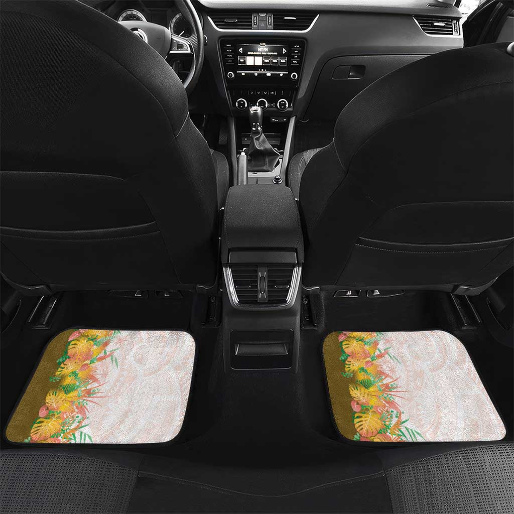Hawaii Tropical Plant Lenalena Car Mats Vibrant Polynesian Pattern LT01 Set 2pcs - Back Yellow - Polynesian Pride