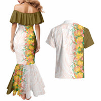 Hawaii Tropical Plant Lenalena Couples Matching Mermaid Dress and Hawaiian Shirt Vibrant Polynesian Pattern