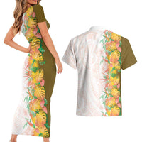 Hawaii Tropical Plant Lenalena Couples Matching Short Sleeve Bodycon Dress and Hawaiian Shirt Vibrant Polynesian Pattern LT01 - Polynesian Pride