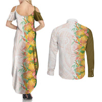 Hawaii Tropical Plant Lenalena Couples Matching Summer Maxi Dress and Long Sleeve Button Shirt Vibrant Polynesian Pattern LT01 - Polynesian Pride