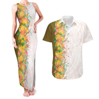 Hawaii Tropical Plant Lenalena Couples Matching Tank Maxi Dress and Hawaiian Shirt Vibrant Polynesian Pattern LT01 Yellow - Polynesian Pride