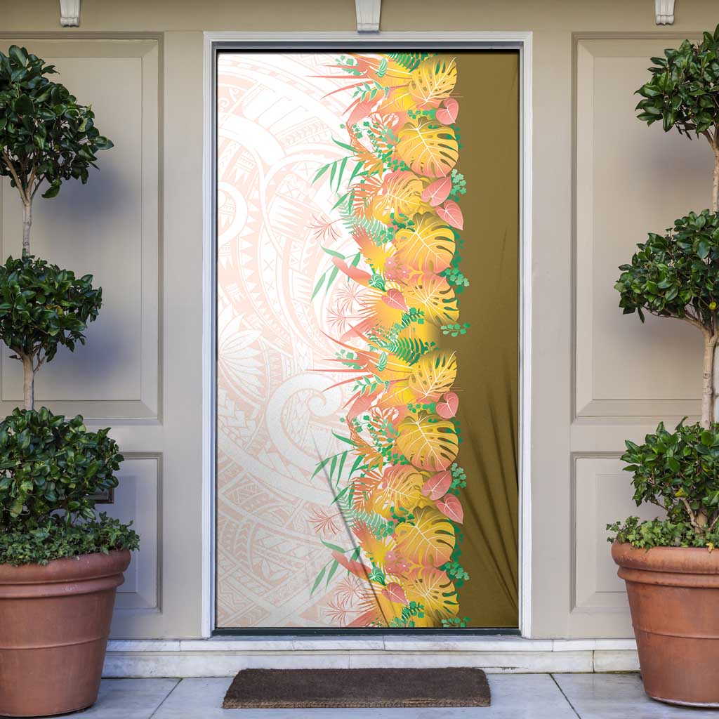 Hawaii Tropical Plant Lenalena Door Cover Vibrant Polynesian Pattern LT01 Yellow - Polynesian Pride