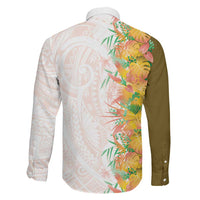Hawaii Tropical Plant Lenalena Family Matching Long Sleeve Bodycon Dress and Hawaiian Shirt Vibrant Polynesian Pattern