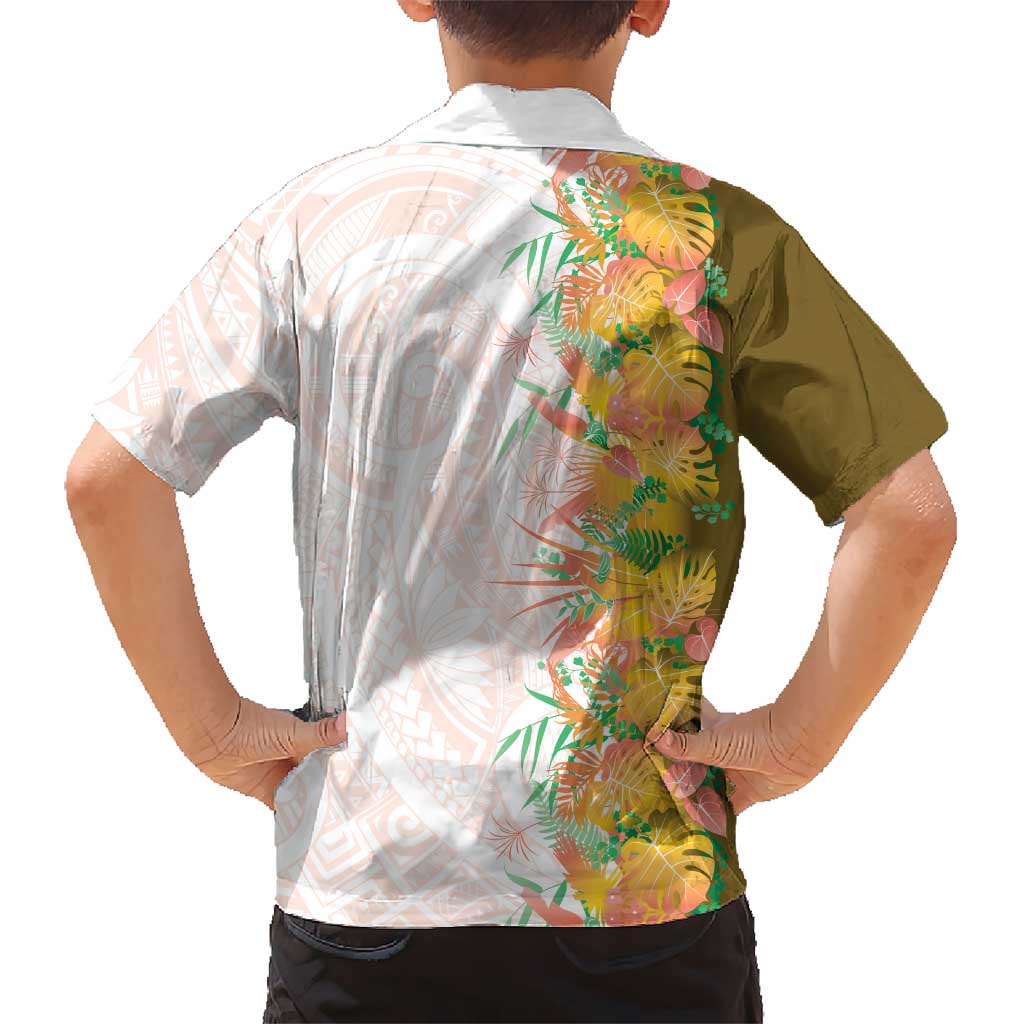 Hawaii Tropical Plant Lenalena Family Matching Off The Shoulder Long Sleeve Dress and Hawaiian Shirt Vibrant Polynesian Pattern