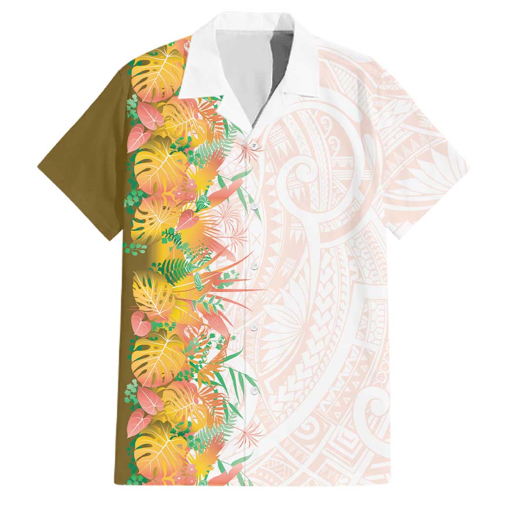 Hawaii Tropical Plant Lenalena Family Matching Off The Shoulder Long Sleeve Dress and Hawaiian Shirt Vibrant Polynesian Pattern