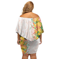 Hawaii Tropical Plant Lenalena Family Matching Off Shoulder Short Dress and Hawaiian Shirt Vibrant Polynesian Pattern
