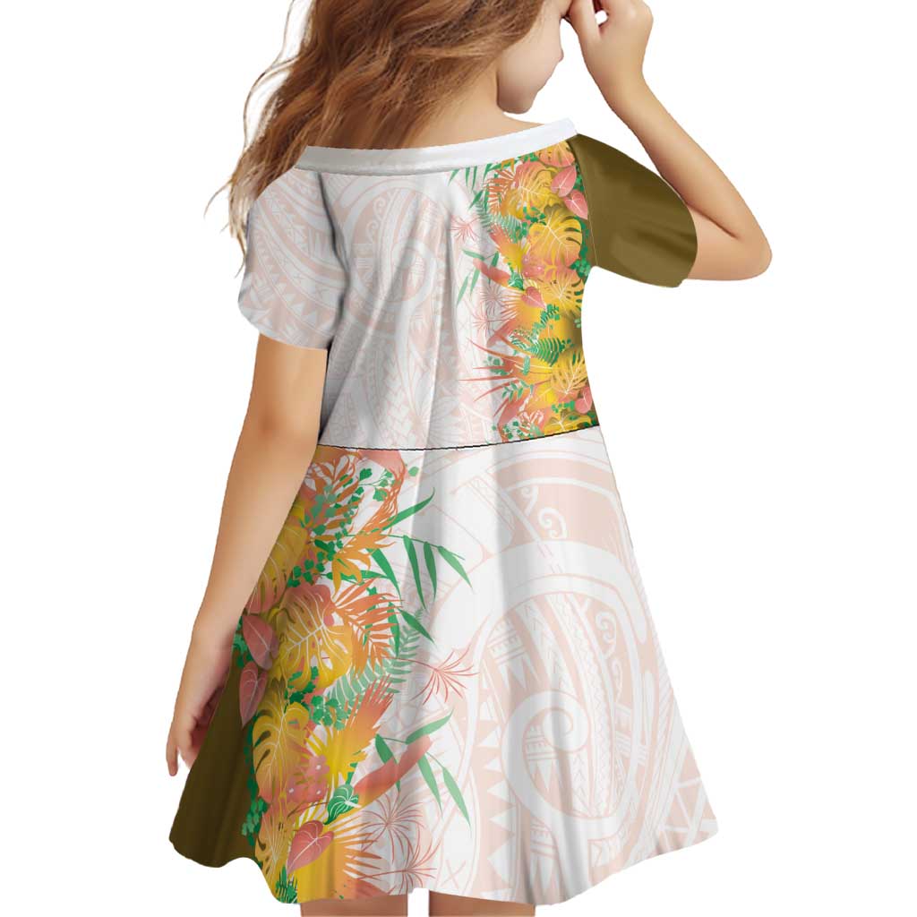 Hawaii Tropical Plant Lenalena Family Matching Short Sleeve Bodycon Dress and Hawaiian Shirt Vibrant Polynesian Pattern