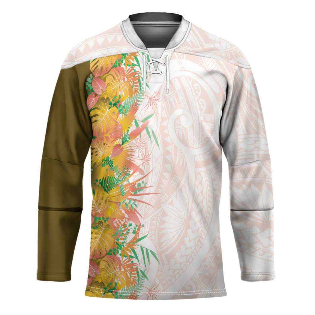 Hawaii Tropical Plant Lenalena Hockey Jersey Vibrant Polynesian Pattern LT01 Unisex Yellow - Polynesian Pride